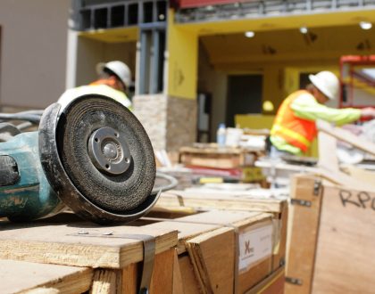 Workers on a construction site