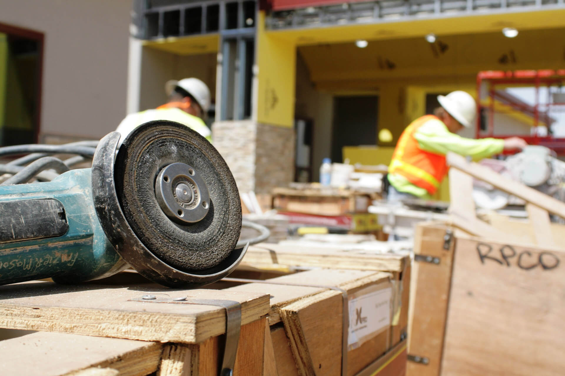 Workers on a construction site