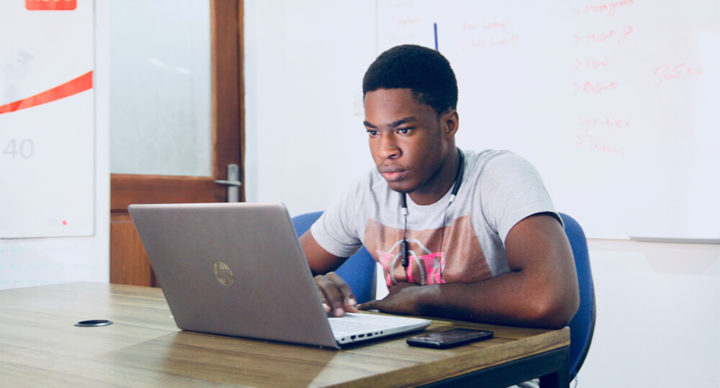 Man working on a laptop